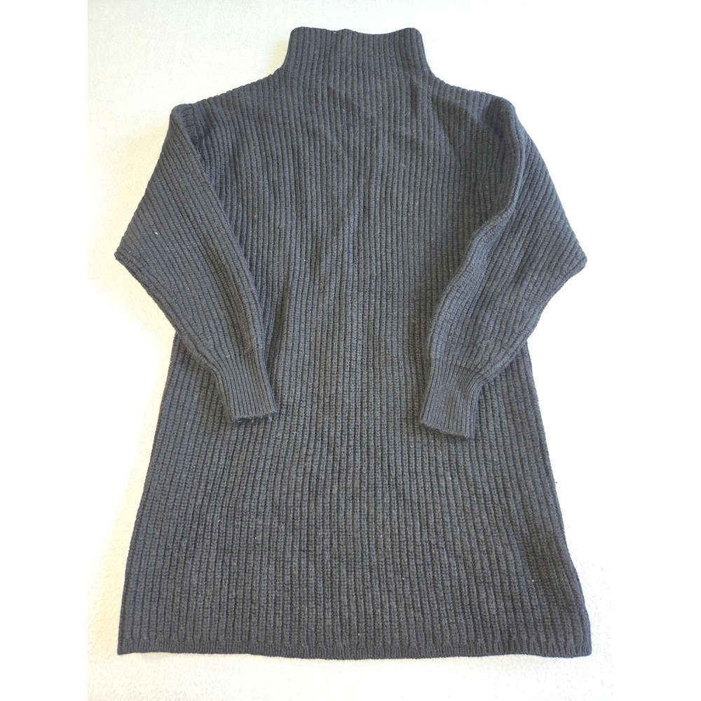 Wilfred Sweater Dress Women M Black Merino Wool Ribbed Mock Neck 69786